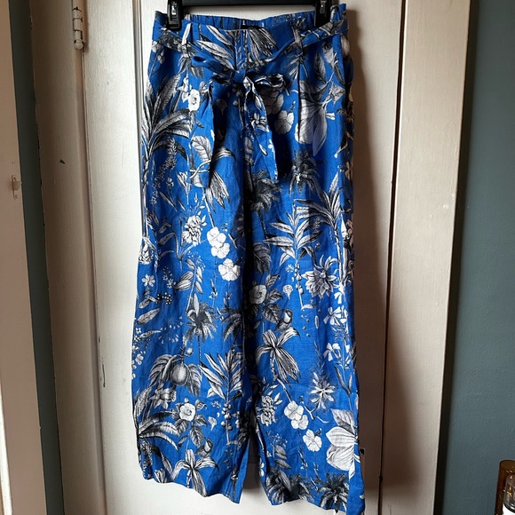 J Crew Blue Italian Linen Wide-leg Pant in Ratti Tropical Toile - Picture 4 of 6
